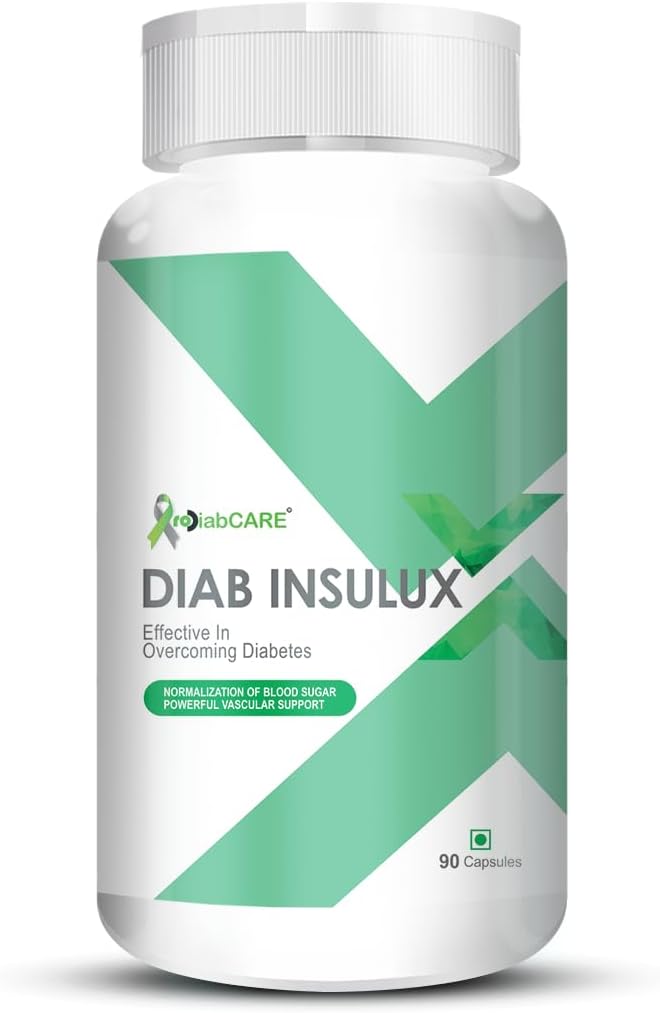 Diab Insulux Ayurvedic Blood Sugar Supplement, Natural supplement with 11 Rare herbs Promotes Healthy Digestion Heart Health, Helps Intestinal Glucose (90 Capsules)
