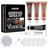 Jughozu Leather Repair Kit for Furniture, Sofa, Jacket, Car Seats & Purse, Vinyl Repair Kit with Easy Instructions. Fix Tears, Scratches, Holes & Peeling on Genuine, Faux, Bonded.(Brown)