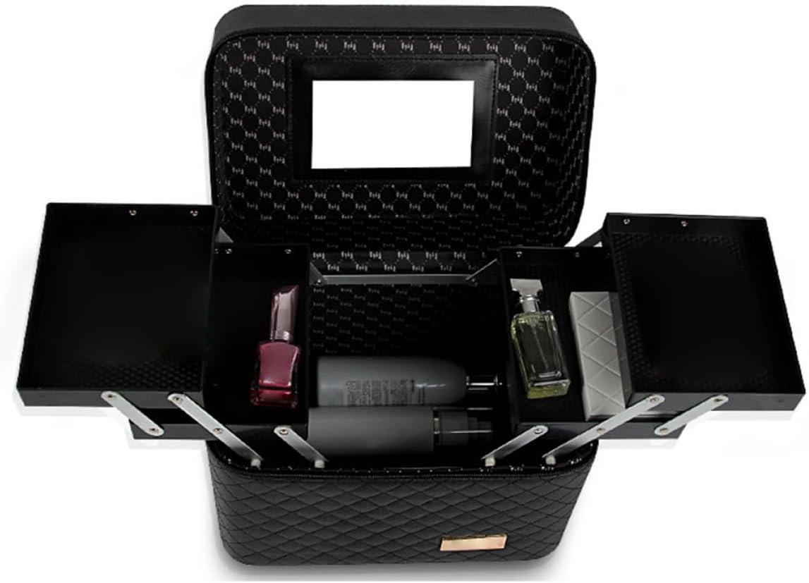 FOMIYES 2layer Cosmetic Organizer Bag Makeup Box Case Portable Travel Makeup Organizer Scratch Resistant Expandable Space