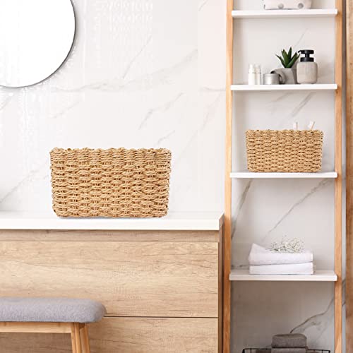 Happy Fox Wicker Bathroom Basket, 3 Piece Storage Laundry Basket, Woven Storage for Dressing Table Organization Home Decor - Image 4