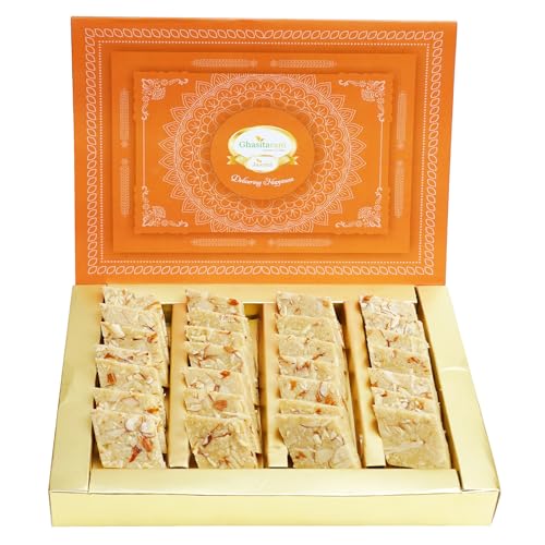 Image of Ghasitaram Gifts Sweets - Sugarfree Pure Kaju Katlis 400gms|Sugar Free Sweets|Diabetic Friendly|Diwali Sugar Free Sweets Box