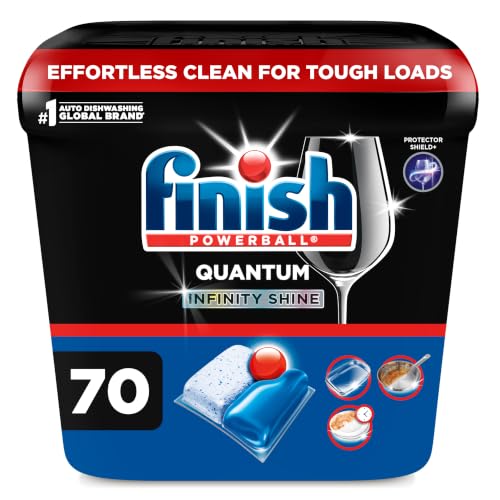 Finish Quantum Infinity Shine Dishwasher Pods, No Pre-Rinse Dishwasher Detergent Soap Removes 24HR Dried-On Stain and Grease, Leaving a Virtually Spotless Shine, 70 Count