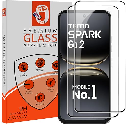 Image of Premium HD+ Tempered Glass Screen Protector Guard Compatible For Tecno Spark Go 2 5G (6.67 Inch, Pack of 2) | Edge to Edge Coverage With Easy to installation kit for Smartphone