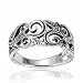 925 Oxidized Sterling Silver 8mm Filigree Leaves Swirl Vine Wreath Ring, Size 8