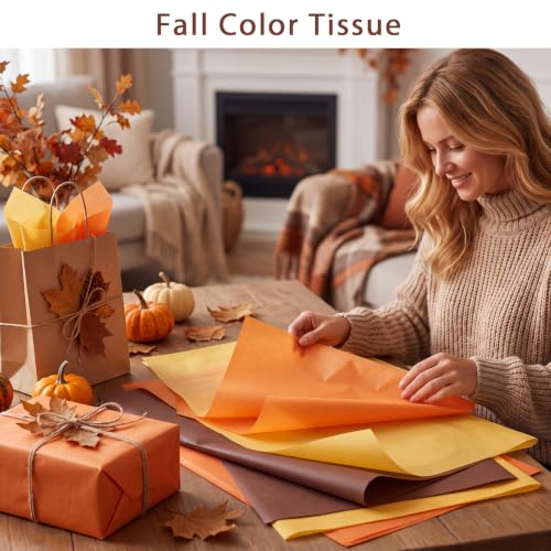 Image of woric 160 Sheets Fall Tissue Paper for Gift Bags 20 X 14 Inches