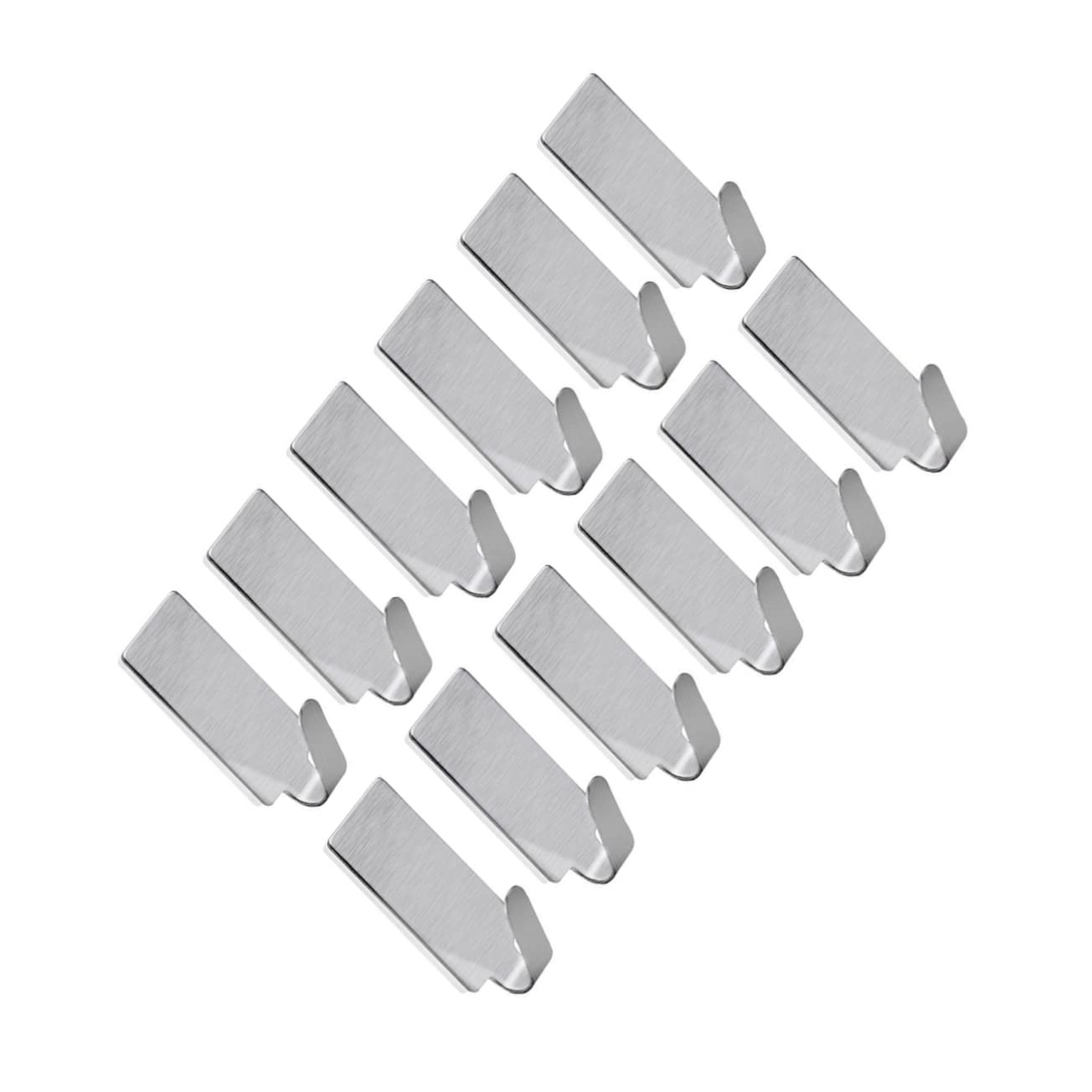 INOOMP 12Pcs Stainless Steel Adhesive Towel Hooks Wall Hooks for Bathroom Kitchen Easy to Install Towel Racks for Household Use Finish