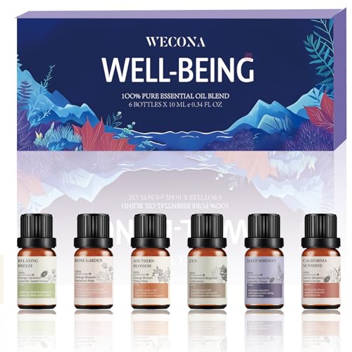 Ätherische Öle Set für Entspannung & Wohlbefinden – 6x10ml ätherische Öle naturrein für Diffuser, Duftöl & Aromaöl – Duftöle für Diffuser, Kerzen & Seifen, Aromatherapie Öle Geschenk