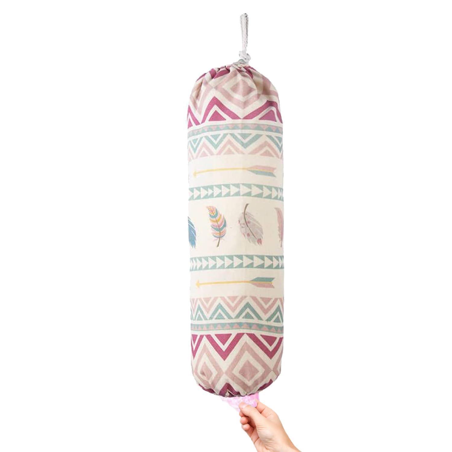 TOGETRUE Plastic Bag Holder, Wall Mount Plastic Bag Organizer Dispenser, Heavy Duty Grocery Bag Storage Holder for Home Kitchen Camper (Pink Style)