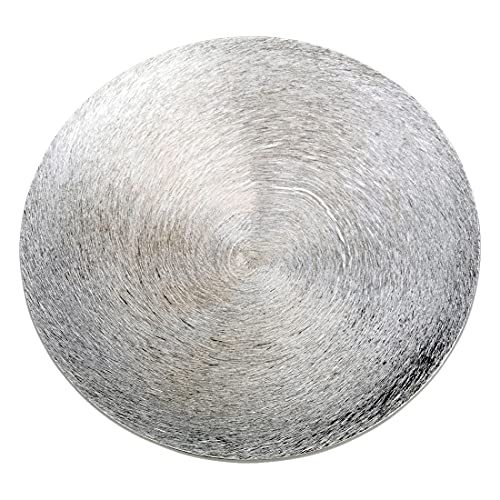 NKlaus plato de aluminio para velas redondo de Ø14cm portavelas plateado con aspecto de pizarra curvado 10347