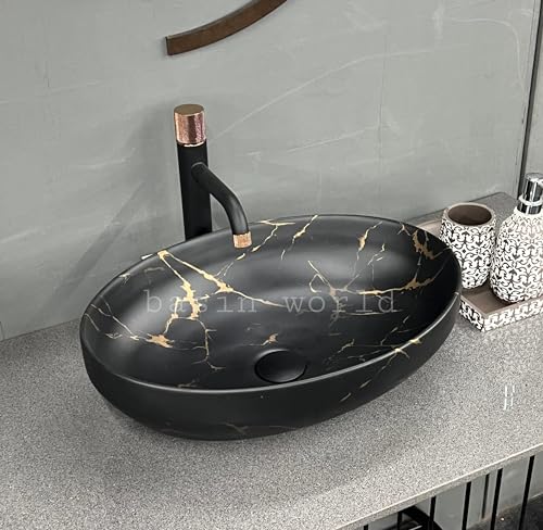 Image of IMPORTED Ceramic Wash Basin Countertop Tabletop Bathroom Sink Wash Basin (20 x 14.5 x 5.5 INCH) NCTT-439
