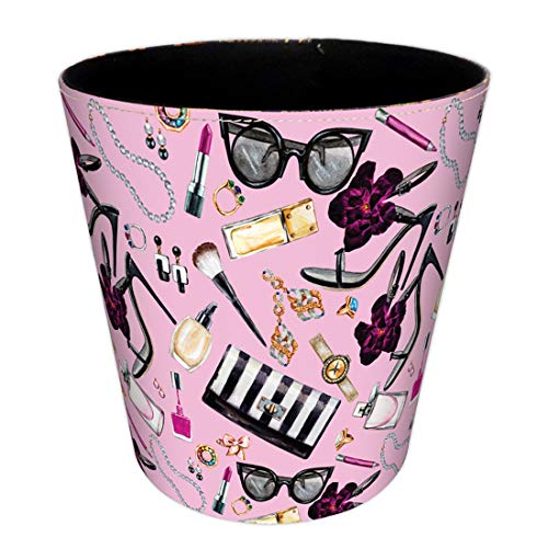 10L/2.64 Gallon PU Leather Trash Can Decorative Wastebasket Waterproof Paper Basket Garbage Bin for Home Office Bathroom Living Room