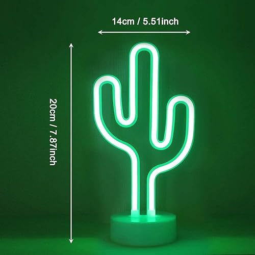 Miniatura 2 de VATI Luz decorativa de neón de cactus LED para dormitorio, luz de neón con base de soporte o luces de neón alimentadas por USB para decoración de