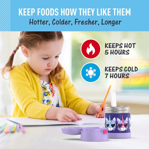 Image of THERMOS FUNTAINER Insulated Food Jar, 10 Ounce, Kid Friendly Food Jar with Foldable Spoon, Cool Caticorns