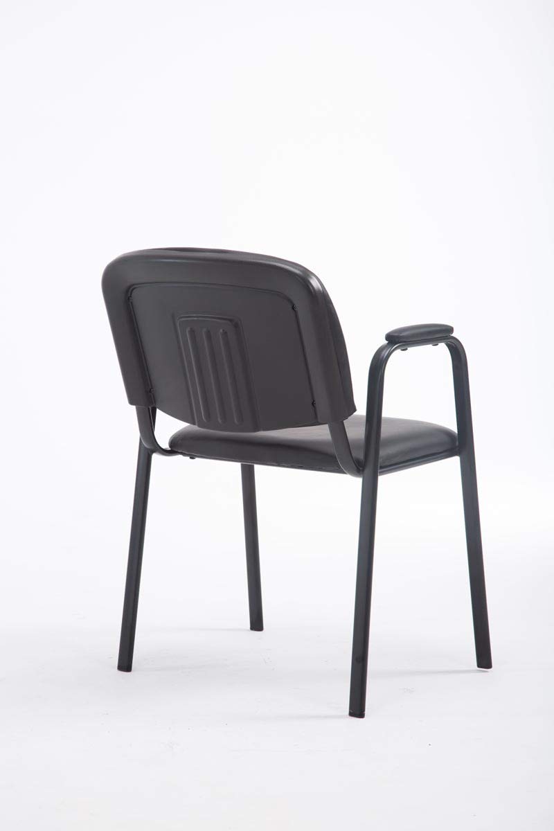 CLP Sedia impilabile Ken Pro imbottita con braccioli, sedia da conferenza in ecopelle, struttura in metallo nero robusta fino a 150 kg, Colore:nero