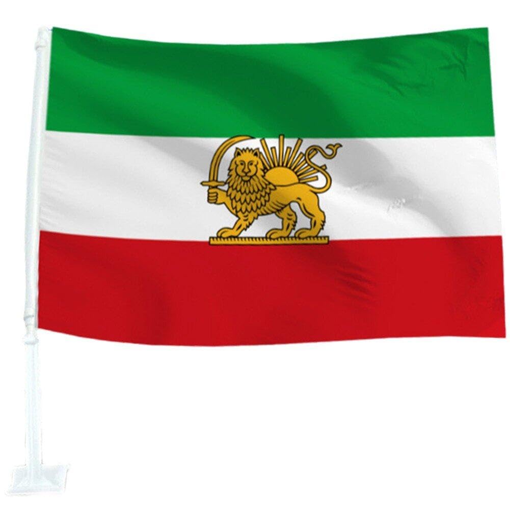 Casiler As Shown Iran Car Flag 30X45cm Polyester Banner Car Flag With 45Cm Plastic Flag Pole Iran Car Window Flags Decorations