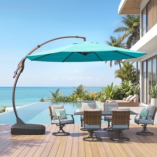 Image of Grand patio 12FT Sunbrella Cantilever Round Umbrella with Base, Aruba