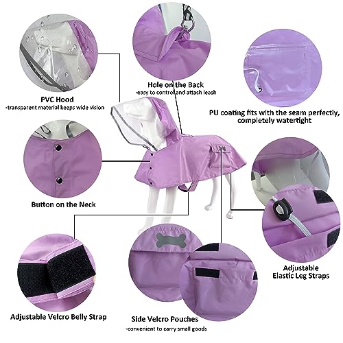 Waterproof Dog Raincoat Adjustable Reflective Lightweight Pet Rain Clothes with Poncho Hoodlarge Light Purple  Cucciolini Doodles Waterproof dog raincoat adjustable reflective lightweight pet rain clothes with poncho hoodlarge light purple   cucciolini doodles
