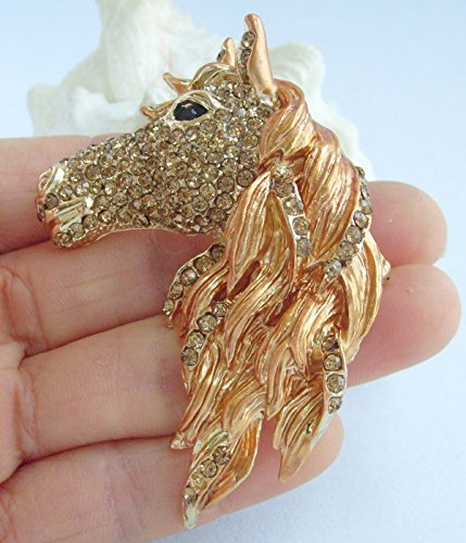 Image of Art Style 2.76 inch Horse Brooch Pin Pendant Rhinestone Crystal BZ6535