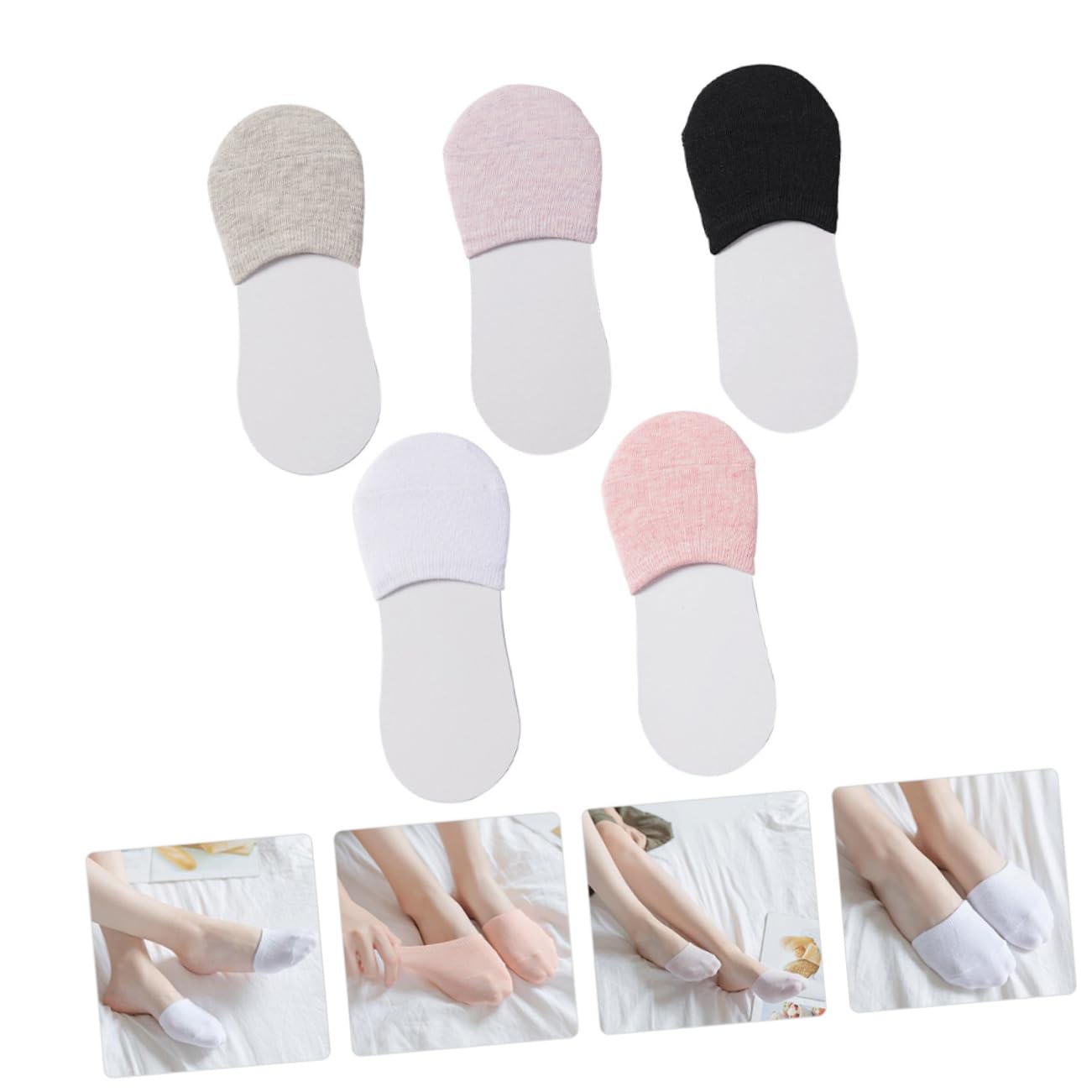 KOMBIUDA Cotton Socks for Forefoot Skidproof Toe Socks Half Soft Elastic for Mules Slides
