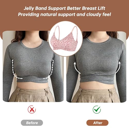 Image of OEAK Womens Wireless Jelly Bras Comfortable Push Up Bra No Underwire Gel Bra Full Support Lift Everyday Seamless Tshirt Bras