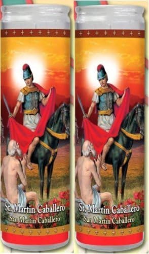 Saint Martin of Tours Martin Caballero Patron of Horses Soldiers and South Africa Set of Two Glass Candles with Prayer