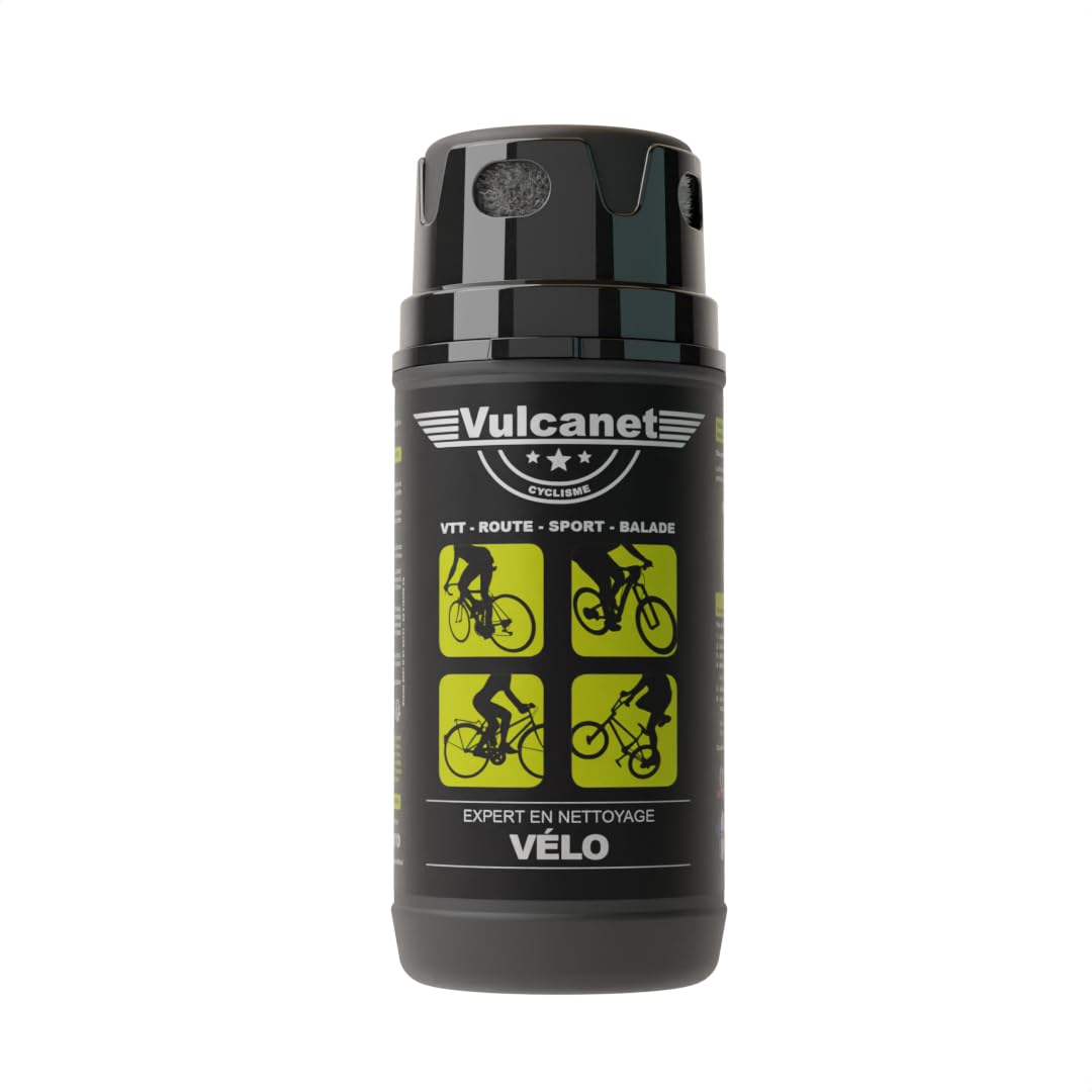 Vulcanet Nettoyant Sans Eau Pour Vélo De Route, Vtt Et Électrique - Microfibre Pinceau Inclus Dégraisse Protège Remet À Neuf - Transportable Partout, 80 Unités (Lot 1)