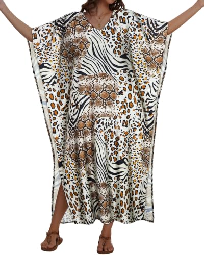 Image of Kaftan Dresses for Women V Neck Caftan Batwing Sleeve Swimsuit Cover Up