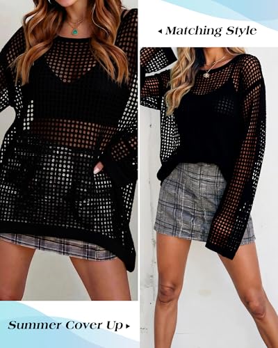Image of CoCozy Crochet Cover Up for Women Mesh Hollow Out Bikini Cover Ups for Swimwear Summer Swimsuit 2026