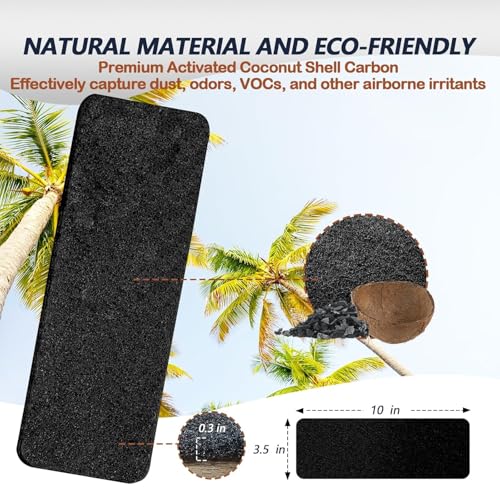 Image of Ceiling Fan Filters for Blades, 10Pcs Activated Coconut Shell Carbon Ceiling Fan Air Purifier Pads, Easily Sticks Unscented Air Filters for Common Household Contaminants
