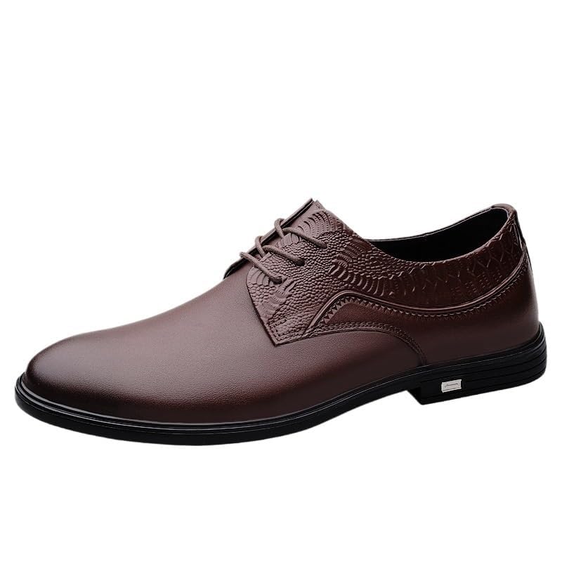 Leather Oxford Dress Shoes for Men Formal Business Wedding Office Prom Comfortable Lace-Up Classic Toe Non Slip