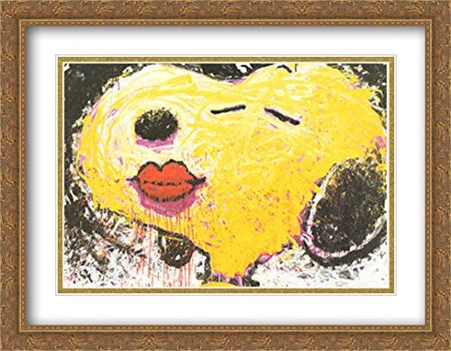 Dog Lips 2x Matted 40x28 Large Gold Ornate Framed Art Print by Tom Everhart