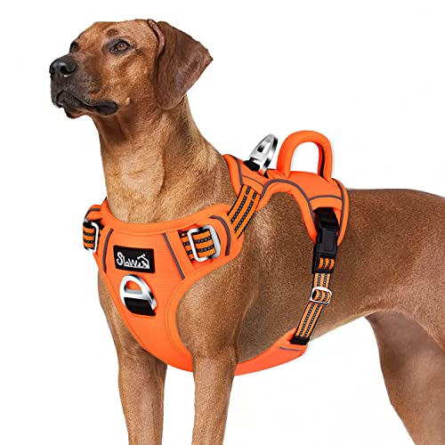 Eyein Large Dog Harness, Anti Pull Adjustable Heavy Duty Pet Vest with 2 Clips