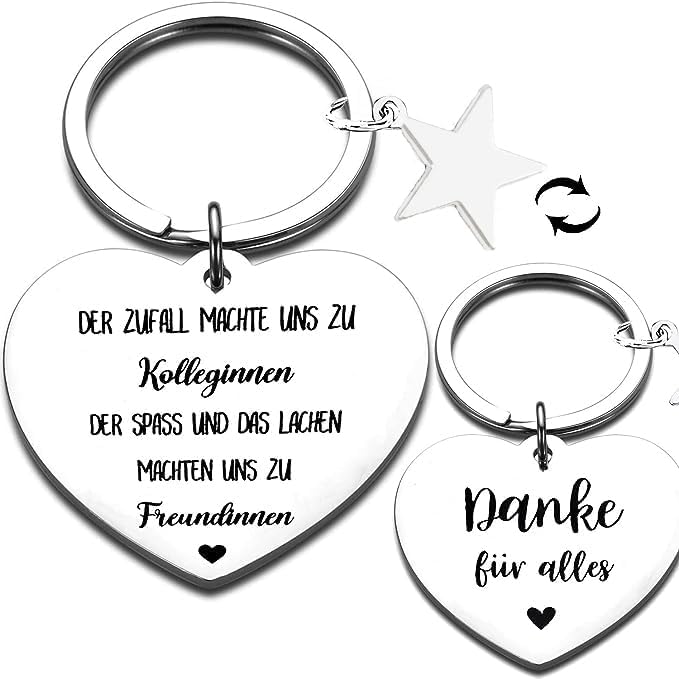 qingmeng Abschiedsgeschenk für Kollegen, Beste Kollegin Geschenk, Danke Schlüsselanhänger Freundin mit Herz, Kleine Geschenkidee zum Abschied, Abschied Kollegin Jobwechsel