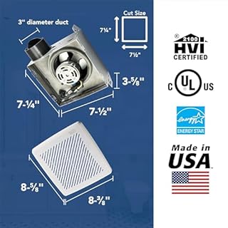 Broan-Nutone® Bathroom Exhaust Fan, 50 CFM Modern Grille, Energy Star Fan, 2.0 Sones