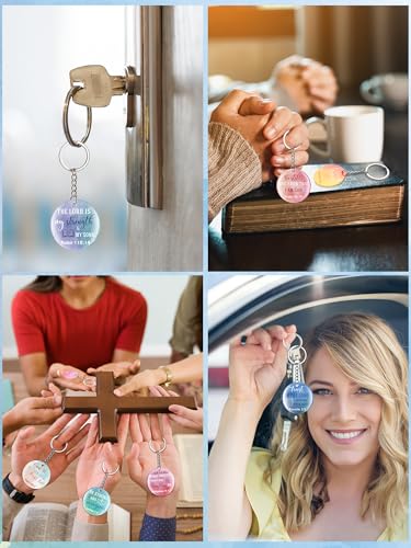 Image of Janmercy 120 Pcs Acrylic Christian Keychain Bulk Floral Bible Verse Keychain Religious Scripture Jewelry Gifts for Women Men