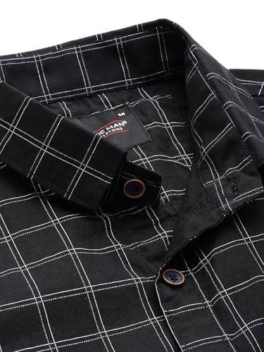 Image of Majestic Man Slim Fit Pure Cotton Half Sleeve Checked Casual Shirt