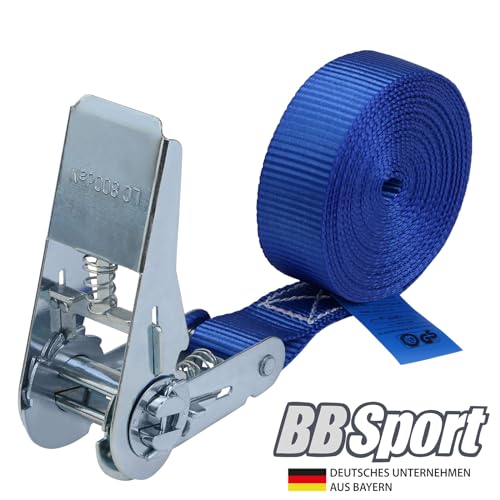 Spanngurt mit Ratsche Zurrgurt 4er Set Ratschengurt DIN EN 12195-2 blau 4 m oder 6 m, 25 mm breit - belastbar bis 800 kg, 4er Pack 2.5 cm x 4 m