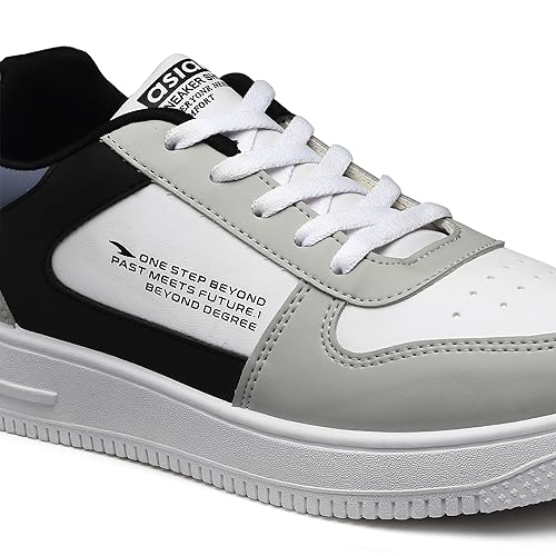 ASIAN Men's Thunder-03 White Casual Sneakers WHITE LGREY BLACK - Image 5