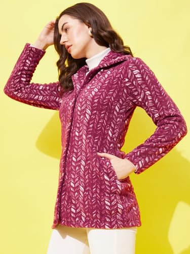 Image of Modeve Women Printed Full Sleeve Jacket for Winter