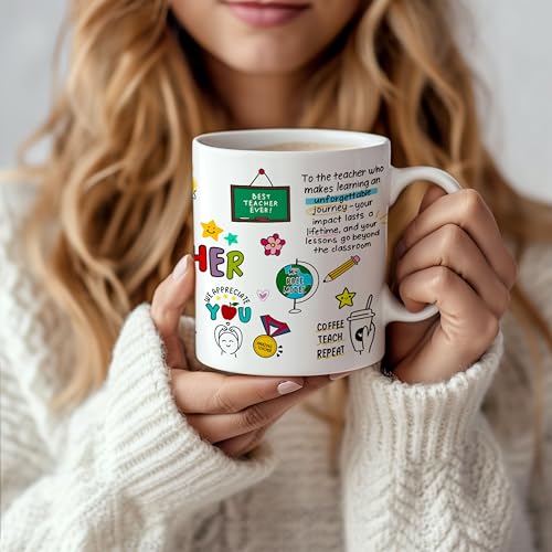 Image of DAYS Personalized Mug Custom Teacher's Name Appreciation Mug, Daily Affirmations, Teacher Thank You Gift Motivational Coffee Mug