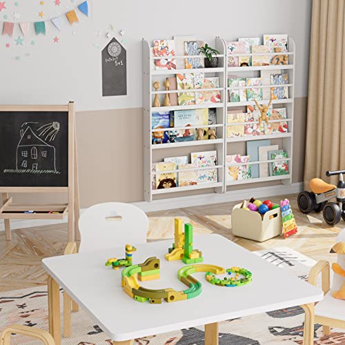 Fotosok Kids Bookshelf, Wall Mount 4-Tier Book Shelf Organizer For Toys And Books, Toy Storage Bookshelf In Bedroom, Living Room And Nursery, White #TOP3
