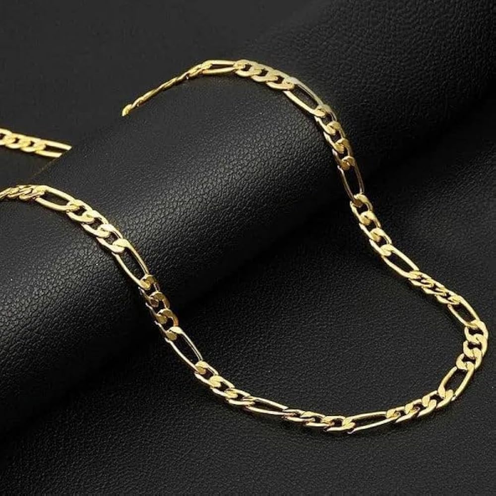 new top jewelry 14k FIGARO 20インチ SHOP WGS 14K Solid Yellow Gold Figaro Chain Necklace for Men