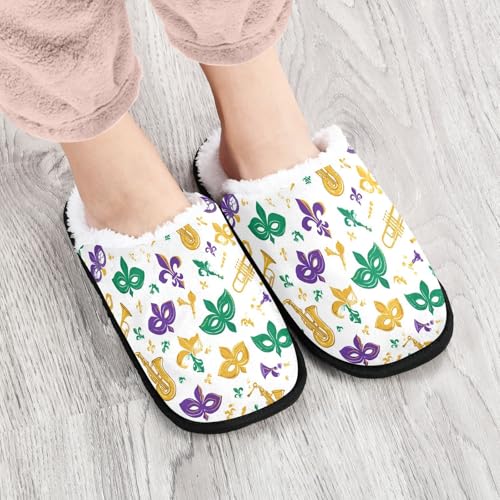 Mardi Gras Masks Cartoon White Slippers For Women Men Soft Memory Foam Non-Slip Festival Winter Indoor House Shoes Travel Slipper4