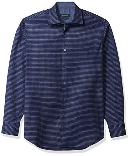 Bugatchi Men's Long Sleeve Classic Fit Shirt, Navy, X-Large