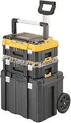 Dewalt Maleta de Ferramentas com Rodas, Organizador com 3 Módulos de Armazenamento, Ideal para Transportar Ferramentas, Modelo DWST60404