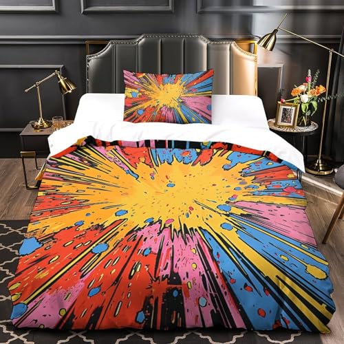 Housse de couette microfibre 3D couleur 135x200cm avec taies d'oreiller - 4