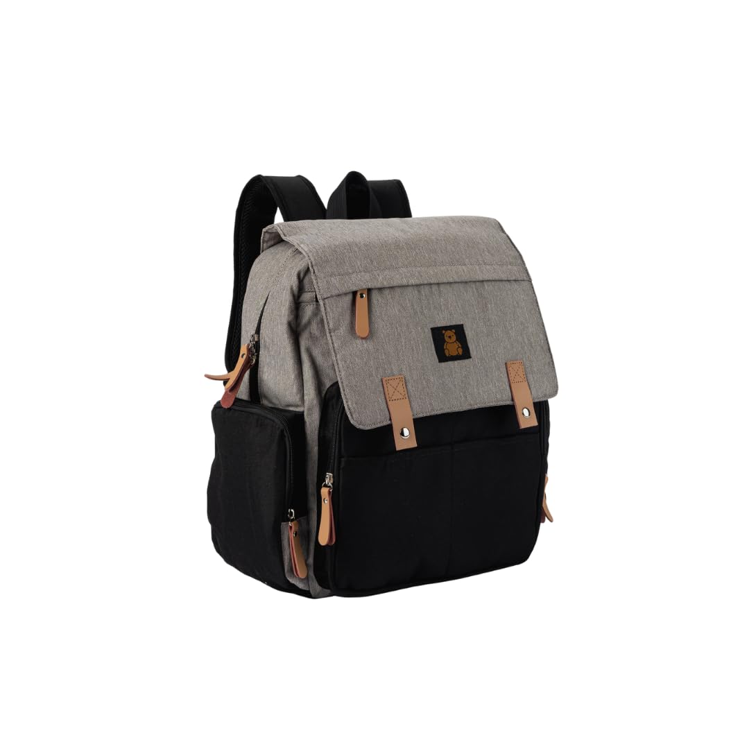 Baby Bliss Alexander Diaper Bag for New Parents - Backpack 4 Color Options, Organizational Pockets, Unisex-Babies, Diaperbag Backpack, Daily Use (Black and Grey)