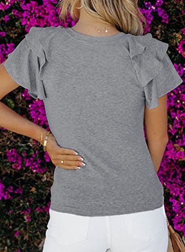 SHEWIN Womens Summer Tops Ruffle Short Sleeve T Shirts Casual Slim Fit3