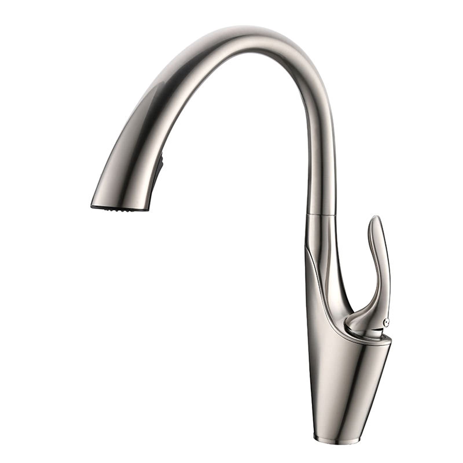 ZYCHSJXA Kitchen Bath Taps Pull Out Faucet Swivel High Arc Sink with Down Sprayer Single Handle Brass Mixer for Hot and Cold Water,Brushed