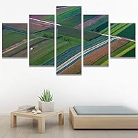 SIGNWIN 5 Panel Canvas Wall Art Modern Art Abstract Closeup Geometric Lights Mixed Media Modern Multicolor for Home Decorations Ready to Hang - 60